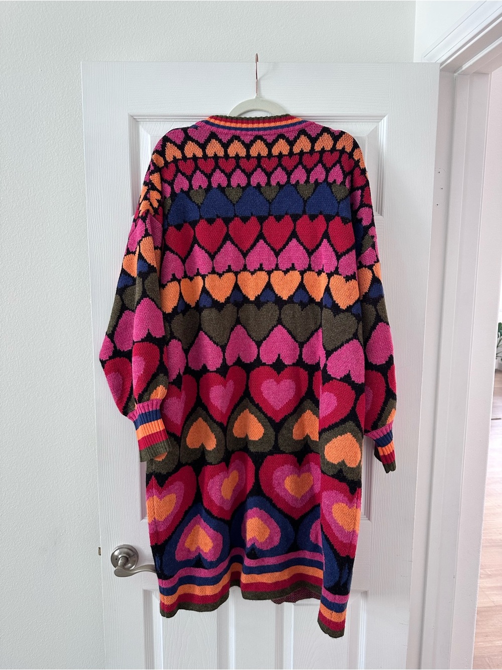 Farm Rio “Full of Hearts” Colorful Open Long Cardigan Sweater - Multicolor - Picture 2 of 5
